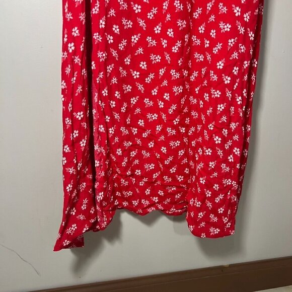 & Other Stories Red Floral Puff Sleeve Milkmaid Maxi Dress Cottagecore Coquette - Picture 7 of 15